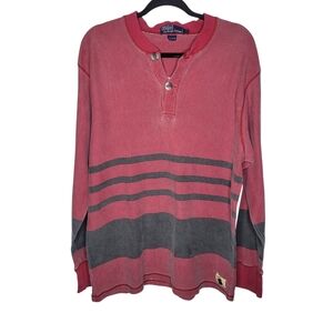 Vintage Polo Ralph Lauren Sportsman Henly Sweatshirt Striped Size XL Red Black